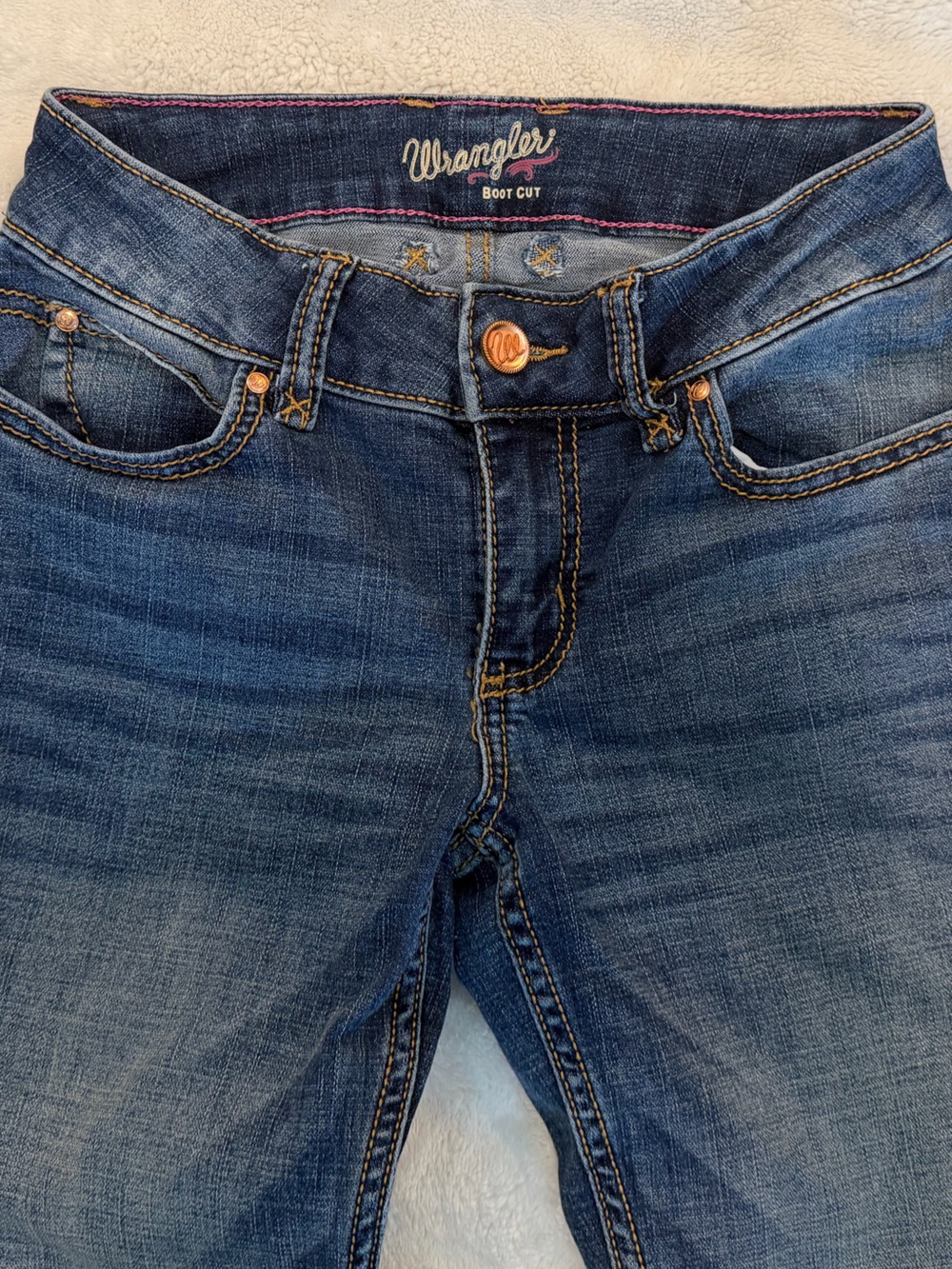 Wrangler Boot Cut Jeans with Pink Stitching - Picture 2 of 6